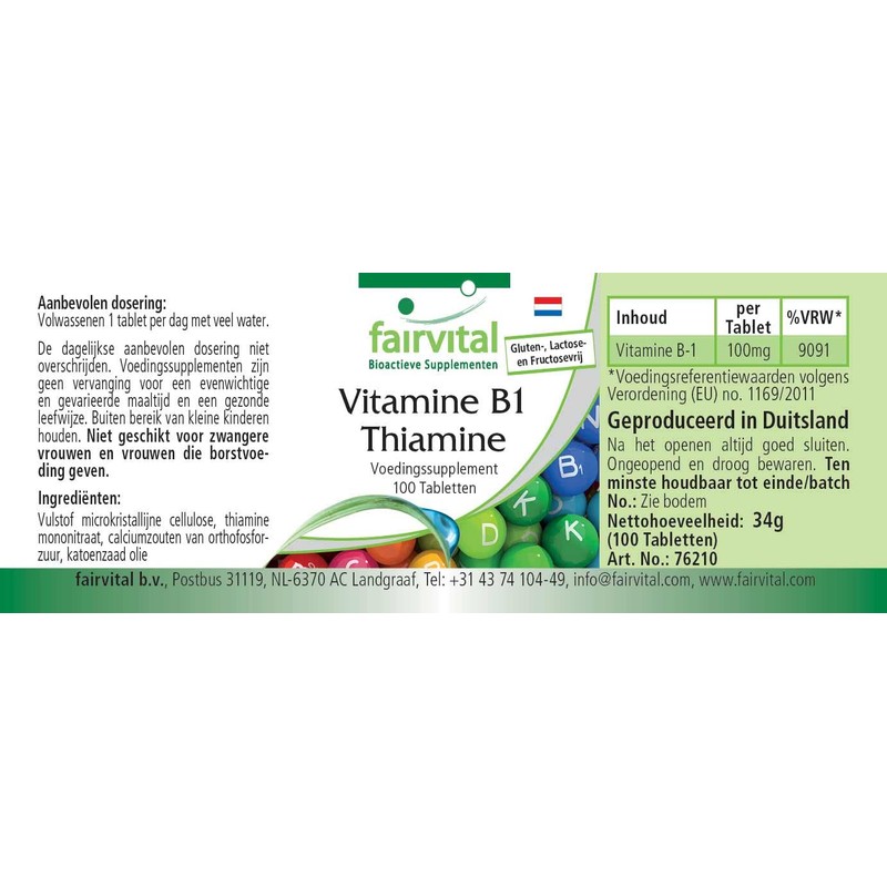 Vitamin B1 Thiamin 100mg Hochdosiert Supporting the physical & Mental