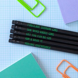 Bettie Confetti Funny Pencils for Gin Lovers, Pack of 5, Black Stationery Gifts for Men & Women | Novelty HB Pencils for A Leaving Present, Teachers or Birthdays | Adult HB Pencils