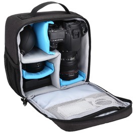 BAIGIO Camera Insert Bag Inner Case High-Capacity Shockproof and Waterproof DSLR SLR Camera Small Inner Bag Foldable Protective Bag Inner Camera Organizer with Handle (Black 2)