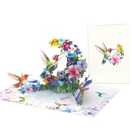 ROINUS Craft Hummingbird Garden Pop Up Card for Women, Mother's Day, or Him and Her - Perfect for both Adults and Kids, handmade card, Hummingbird Birthday Card, spring card