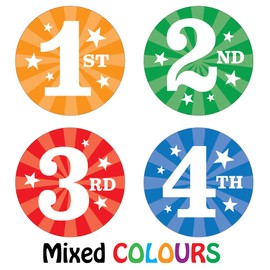144 Sports Day Stickers 1st, 2nd, 3rd 4th Place Postion Parents Teachers Kids Events, Schools, Clubs
