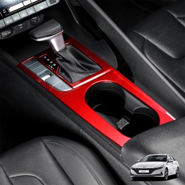 Amzcar ABS Central Gear Shift Panel Cover Gear Shift Panel Cover Accessories Compatible with Hyundai Elantra 2021-2025 Elantra N Accessories (Red)