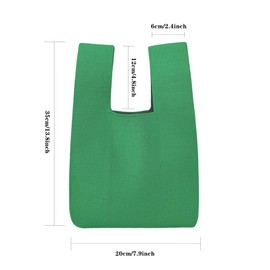 ANIMQUE Women Crochet Tote Bag Plain Gift Bag Shoulder Bag Knitted Sleeve Knot Bag Small Cute Portable Purse Foldable Tote, Plain green