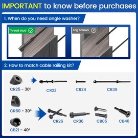 Muzata 20 Pack 3/8" ID Black Cable Railing Angle Washer 25 30 35 Degrees T316 Stainless Steel Black Angle Beveled Washer for 1/8" 5/32" 3/16" Cable Railing Hardware Kit CR60