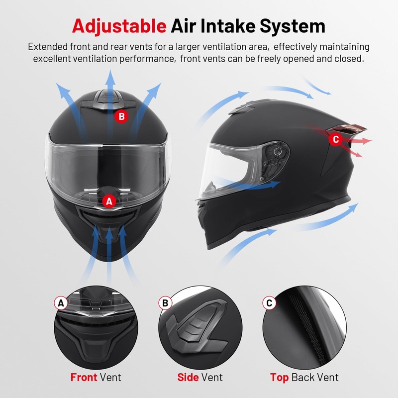 RSYSO DOT Full Face Motorcycle Helmet DOT Approved Motorbike Racing