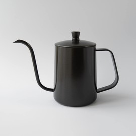 FUN COFFEE COFFEE Drip Pot, 20.3 fl oz (600 ml), Open Fire, Fine Mouth Coffee Kettle, Coffee Pot, Drip Kettle, Narrow Mouth with Lid, Stainless Steel, Outdoor Camping Kettle, Black (co-0012-2)