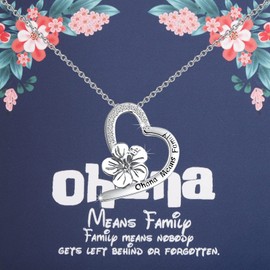 FOTAP Ohana Means Family Necklace - Hawaiian Flower Gift for BBF, Family Reunion, Hawaiian Trip (Ohana S NC)