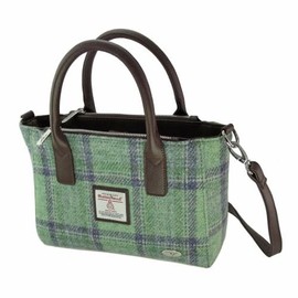 Glen Appin Harris Tweed LB1228 Brora Tote Handbag with Removable Shoulder Strap, Col 139 - Faded Green