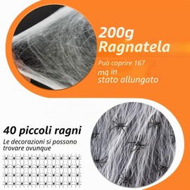 Ayizhiniu Ragnatele Halloween, Ragnatele Halloween Estensibili, Ragnatele Halloween Decorazioni, Bianco Ragnatele Portare 40 Ragno, Adatto Decorazioni Halloween Oggetti Scena