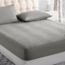 Quilted Waterproof Mattress Protector - King Size 15" Deep Pocket Fitted Sheet, Ultra-Soft Breathable and Machine Washable Mattress Pad Cover - Smoke Grey