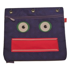 ZIPIT Googly 3 Ring Pouch ~ The Scream (Purple Monster; 9.75" x 8.25"; 2 Zipper Pockets)