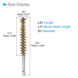 CoCud Bore Brush, 12mm Dia 75mm Length, Brass Twisted Cleaning Wire Brushes with 1/4" Hex Shank - (Applications: for Power Drill), 2-Pieces