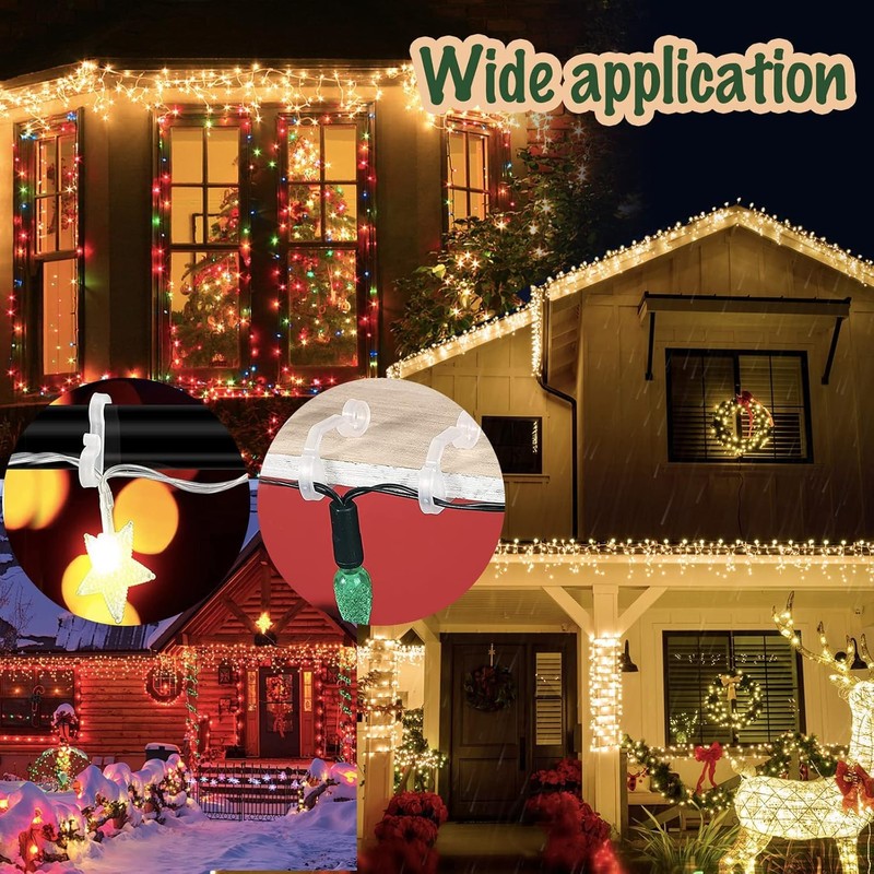 Pack of 120 Christmas Light Clips, Gutter Hooks for Christmas,