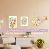 3 pcs Pressed Flowers Glass Frames,Golden Hanging Glass Picture Frames