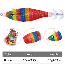 FOLANDO 9.1cm Fishing Lures Squid Octopus Shrimp Baits, Fishing Lure Glow Squid Jigs Luminous Squid Jig Shrimp Lure Artificial Shrimp Kit 8.3g 5# SJ044