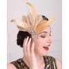 Rumtock Champagne Flapper Hair Piecewith Head Chain 1920s Hair Jewelry