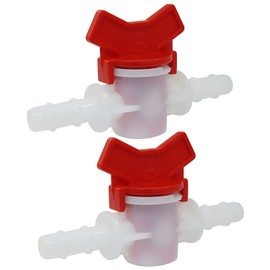 OSVJE 2PCS 3/8" ID in Line Hose Barbed Ball Valve Shut-Off Switch - Durable Plastic, Easy Installation, Leak-Free Design for Aquarium, Garden, and Micro Irrigation Systems, White