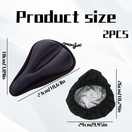 Gel Seat Cover for Bike, Bike Seat Cushion with Waterproof Cover, Comfortable Bike Seat for Indoor and Outdoor Riding, 27 * 18cm