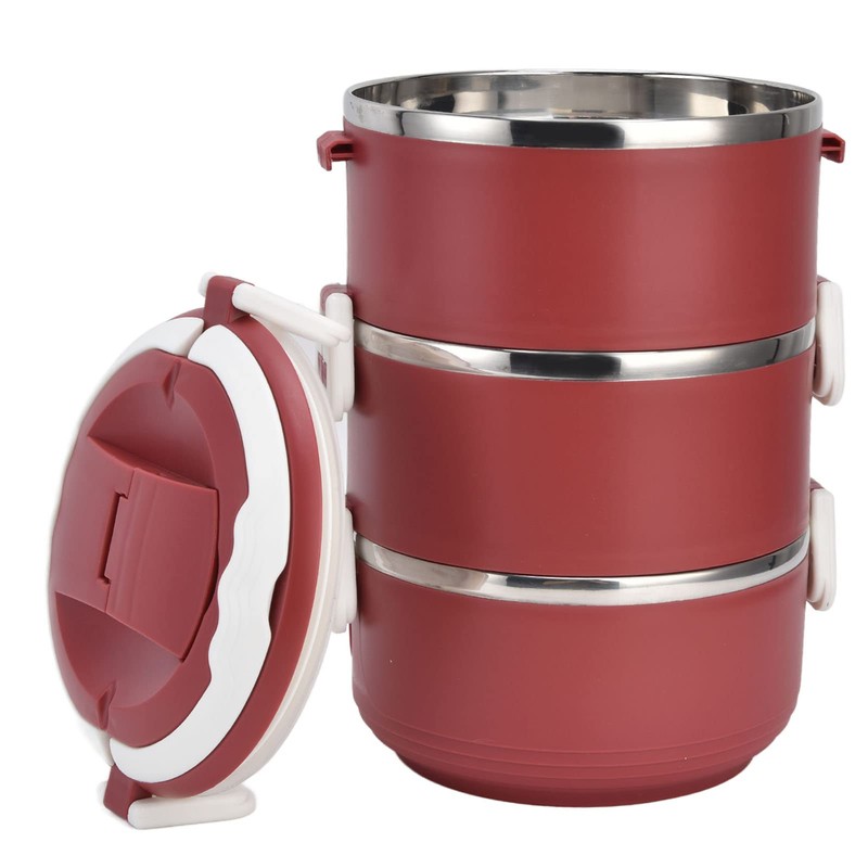 Fiambrera apilable de acero inoxidable con compartimento térmico de 3