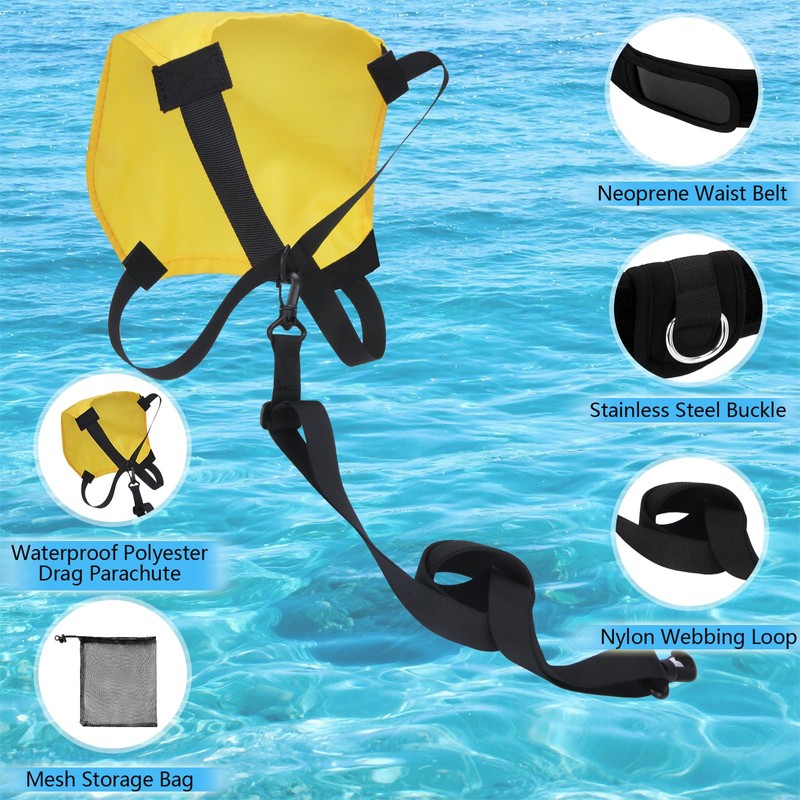 Swimming Parachute Resistance Training Equipment, Stationary Swim Belts Resistance Set