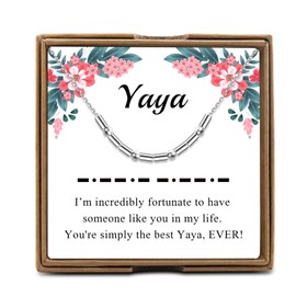 Yaya Necklace Grandma Gifts Yaya Morse Code Necklace Gift For Yaya Hidden Message Jewelry (Yaya code N EU)