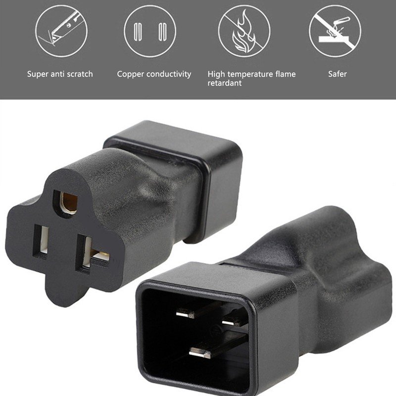 IEC320 C20 to Nema 5‑15 20R Power Adapter 20A C20