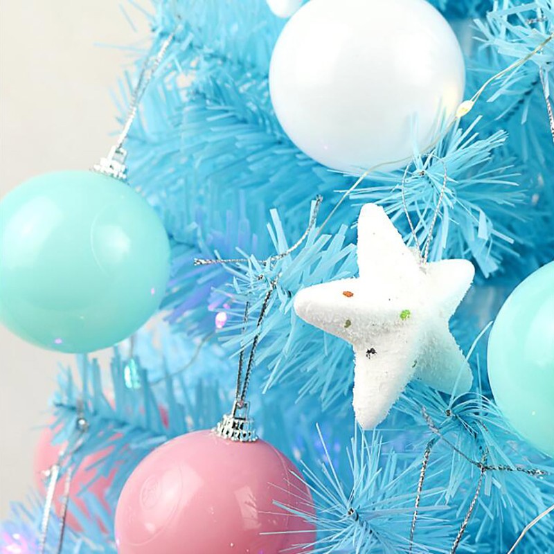 Mini Macaron Blue Christmas Tree Tabletop Xmas Tree with LED