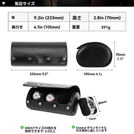 HIRAM Genuine Leather Watch Roll Watch Storage Case for Carrying Watch Travel Carrying Carrying (Black for 3 Pieces)
