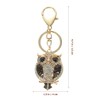 Owl Shape Rhinestone Sparkling Keychain, Black Alloy Bag Pendant, Handbag