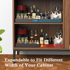 US:E Pull Out Cabinet Organizer,Expandable Slide Out Drawer Fixed with Adhesive Nano Film,Slide out Cabinet Organizer Drawer Storage for Kitchen,Living Room Adjustable Width 11.8" to 20.5"