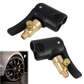Vxiwscy Car Valve Lever Plug Adapter Set, 2 Pieces, Universal Use for Car, Bike, Motorcycle and Truck, Tyre Air Inflator with Drain Valve, Quick Lock, Brass and Plastic