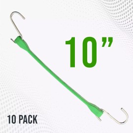 Boxer Green EPDM Tarp Strap 10" Color - 10 Pack - Bungee Cords Heavy Duty