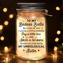 Joy Crafters Funny To My Bestie Plastic Mason Jars For Centerpieces Table Decorations, Best Friend Birthday Gifts For Women, Mothers Day Gifts For Besties Work Bestie, Mason Jar Decor 16 Oz With Lids