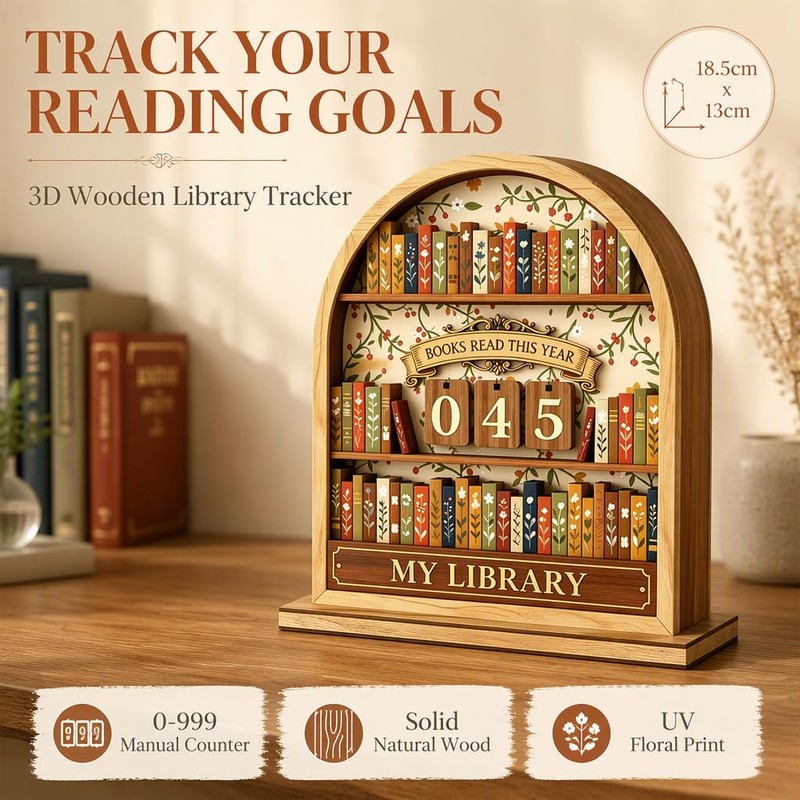 Books Read This Year Counter, 3D Book Reading Tracker Counter