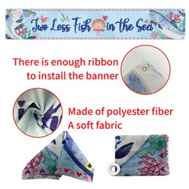 MELTELOT Two Less Fish in The Sea Large Banner, Blue Background with Fish - Nautical Sign Wedding Engagement Party Decor - Ocean Bachelorette Bridal Shower Photoshoot Backdrop 9.8x1.6ft