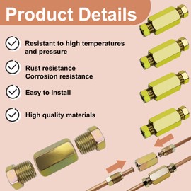 TUBPRO 2 Sets of 3/16” Brake Line Tubing Unions (Connectors) with 4 Nuts (3/8 – 24 Threads), Brake Line Fittings Tool Kit for Automotive & Motorcycle Repairs