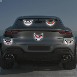 10 Stück Reflektierende Auto-Aufkleber mit Dämonen-Lächeln, Wasserdicht, Selbstklebend, Lustige Dekoration für Auto, Motorrad und mehr