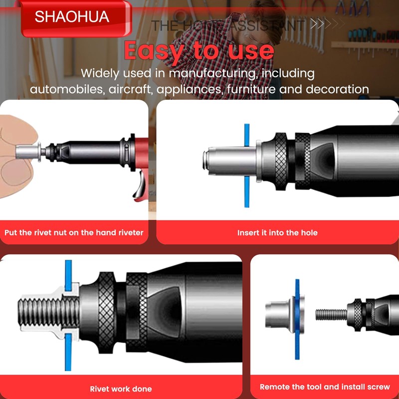 SHAOHUA 225PCS Rivet Nut Kit Rivnuts #8-32#10-24 1/4’’-20 5/16’’-18 3/8’’-16
