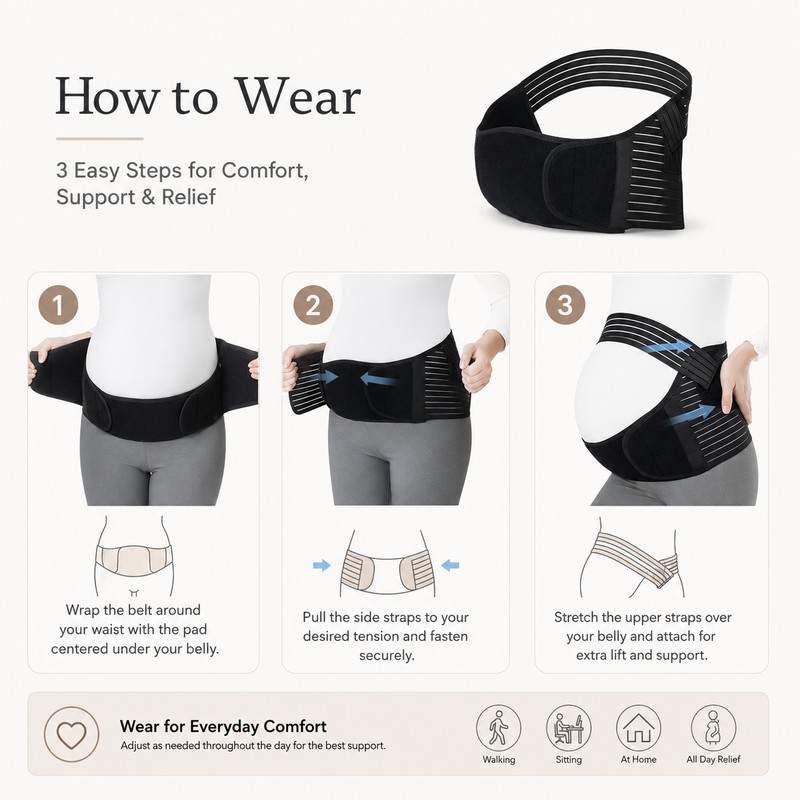 Adjustable Maternity Support Belt for Pregnancy – Breathable Belly Band