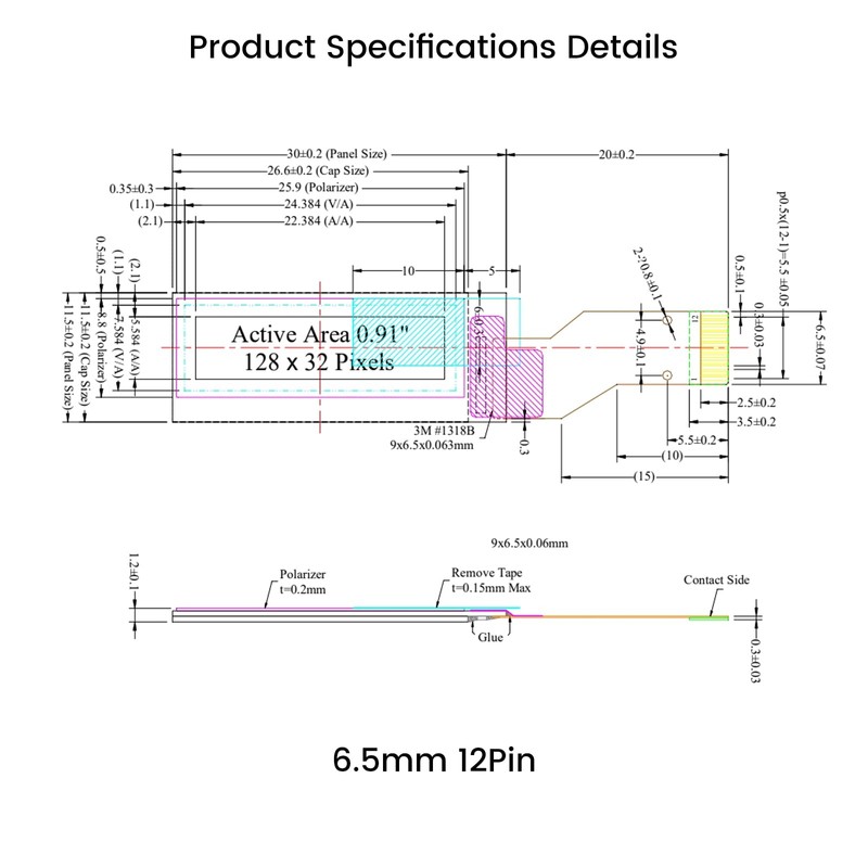 elecsung 1PCS OLED LCD Display Module, 0.91" 4 Wire SPI