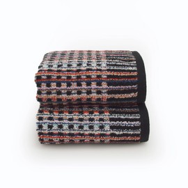 Odyssey Pack of 2 Carnival Zero Twist Hand Towels 50 x 75cm, 100% Recycled Cotton – Super Soft, Absorbent & Quick Dry Sustainable Remnant Yarn Multicoloured Patterned Bathroom Towels