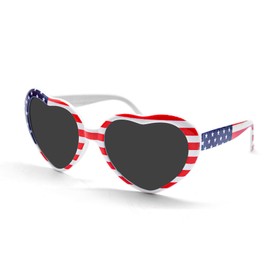 4th of July American Flag Heart Sunglasses for Women and Men - Patriotic USA Glasses for Independence Day, Memorial Day, and Summer Party Accessories