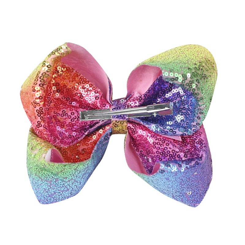 AMYDECOR 8 Inch Rainbow Sparkly Glitter Sequin Hair Bows for