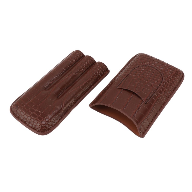 Cigar Holder Case Artificial Leather Portable Durable Elegant 3 Finger
