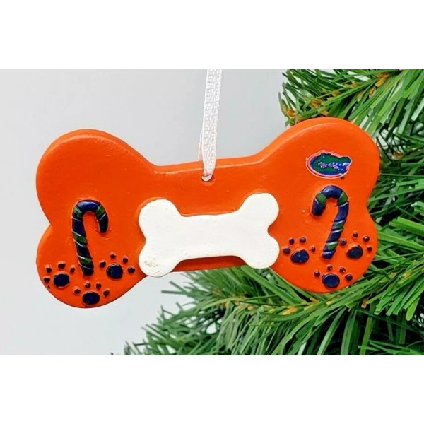 FLORIDA GATORS DOG BONE ORNAMENT 3'' W/ SPOT FOR DOG