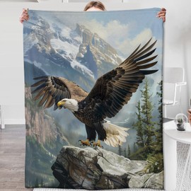 Eagle Blanket Eagle Gifts for Teen Throw Blanket,Eagle Gifts Bedding Decor Flannel Eagle in Forest Cliff Throw Blanket,Eagle Stuff Decorations Warm Soft Blanket for Bed Sofa Office 60" x 50"
