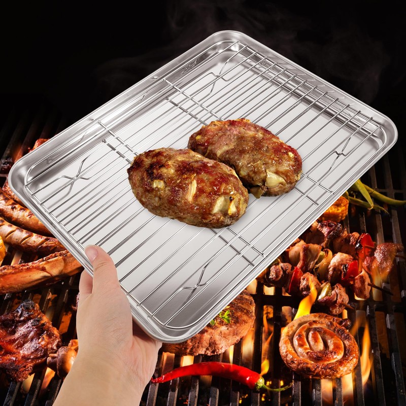 Baking Pan Nonstick 2 Pieces/Set Rectangular Baking Tray Stainless Steel