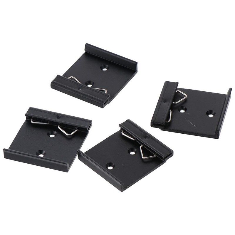 Fudeshe Universal-DIN-Schienen-Montageclip, Schienenclip, Aluminium-Solid-State-Relaisklemmen, Aluminiumlegierung, schwarz, 4 Stück