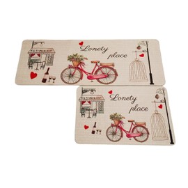 ccolorful rrope Cushioned Anti-Fatigue Kitchen Rug Runner [2 PCS], Braided Waterproof Non-Slip Kitchen Mats and Rugs for Kitchen, Floor Home, Office, Sink, Laundry,Beige(17.7x27.5+17.7x47.2 inches)