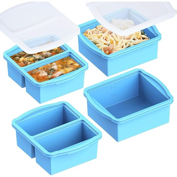 Silicone Freezer Trays with Lids, Set of 4 - with